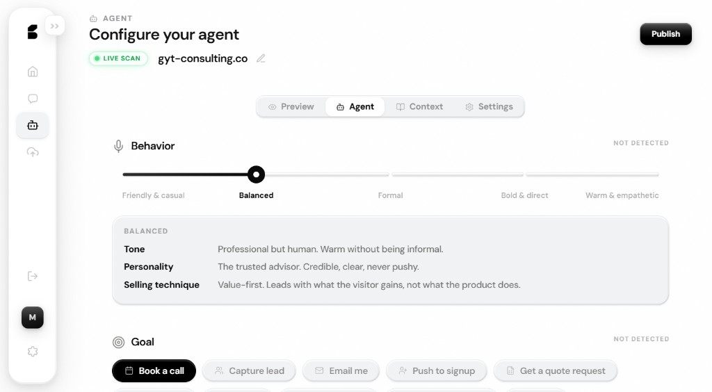 Configure your agent — behavior and goals